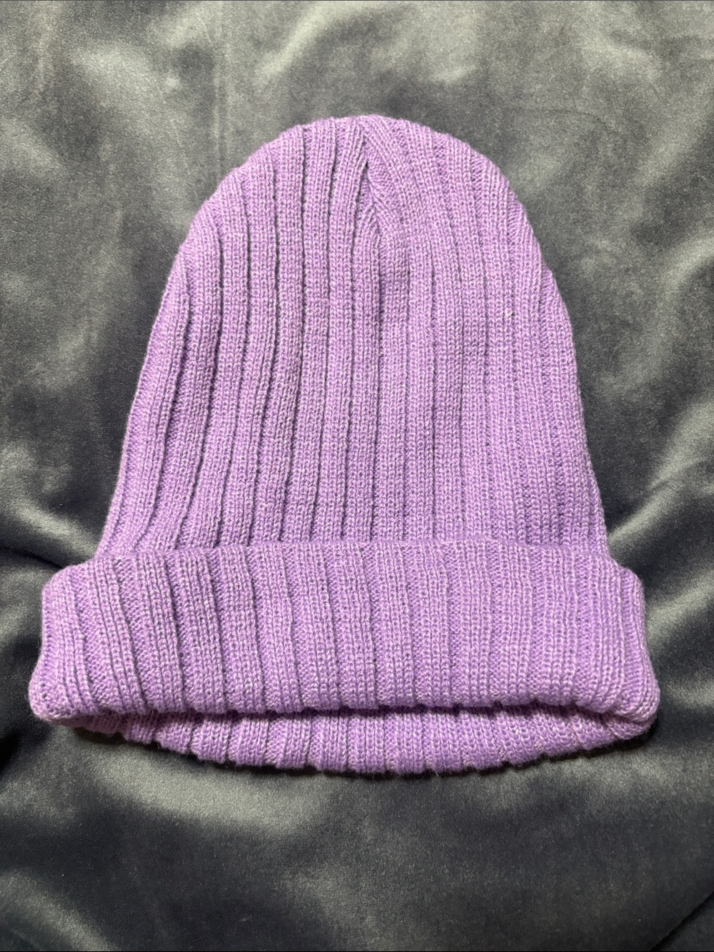 Kids Purple Ribbed Knit Beanie Hat - Casual Warm Winter Cap